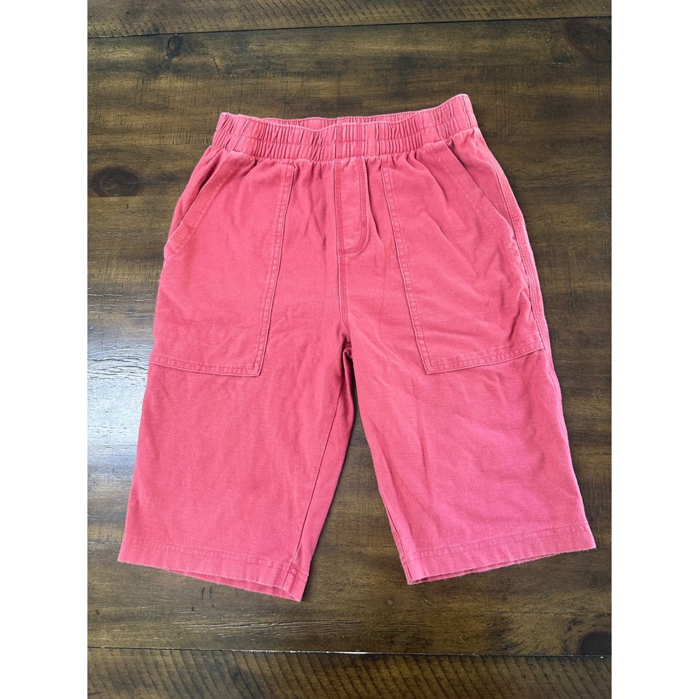 Tea Collection Kids Cargo Shorts Size 16 Pink Red Elastic Waist Cotton